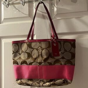 Coach Brown and Pink Signature Tote